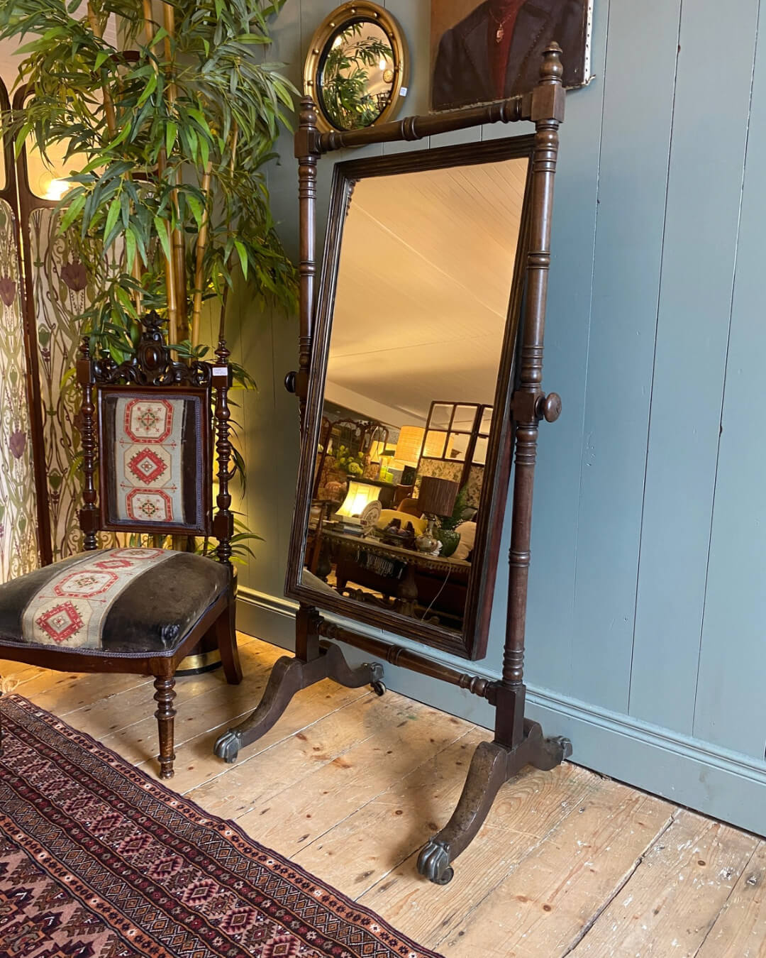 Regency Cheval Mirror With Claw Feet
