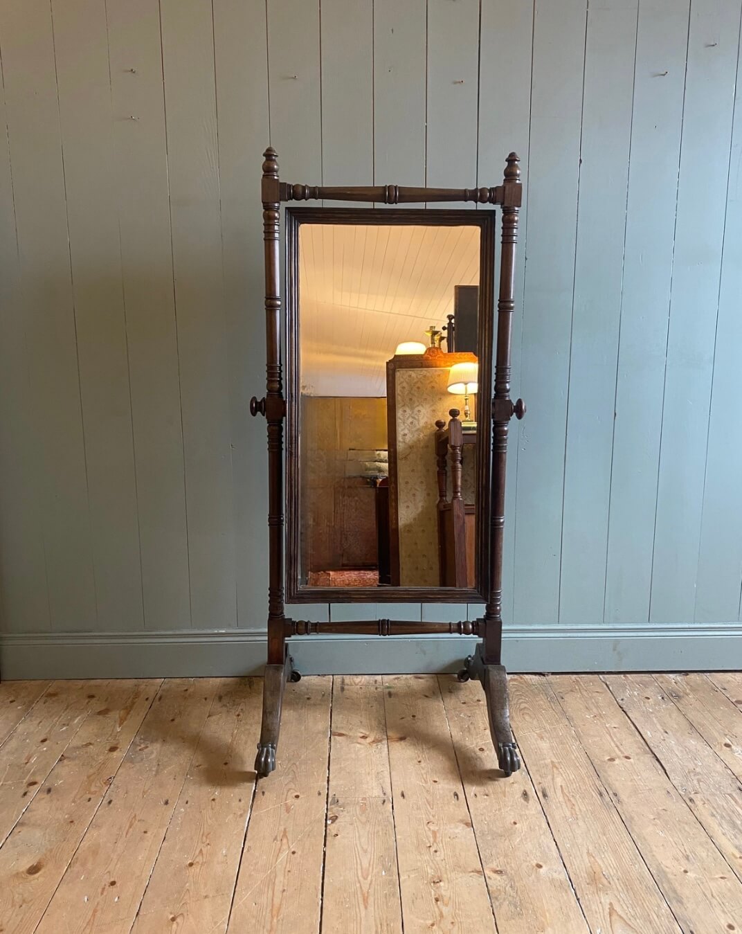 Regency Cheval Mirror With Claw Feet