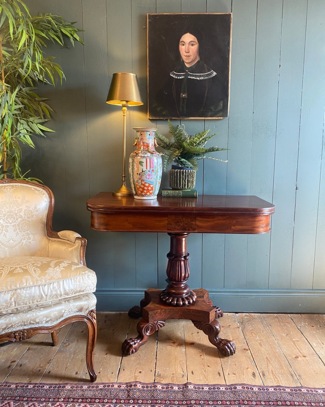 Irish Antique Rosewood Card Table