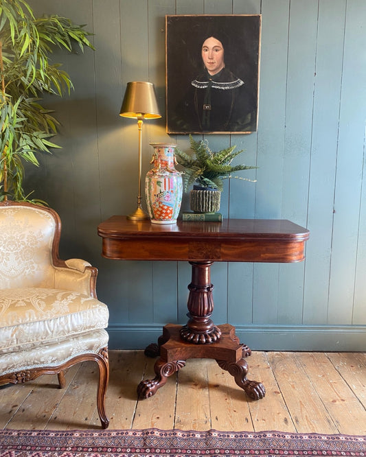Irish Antique Rosewood Card Table