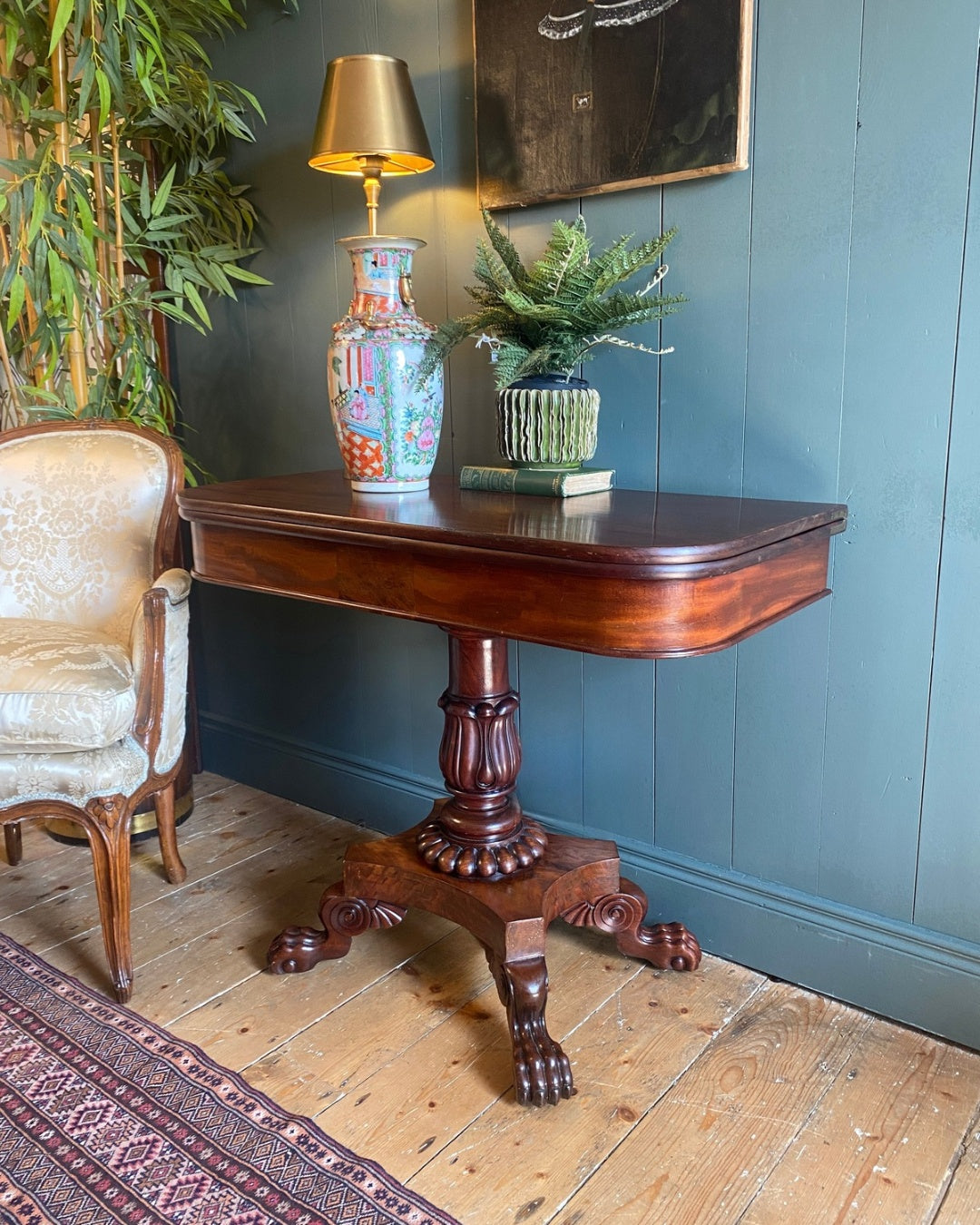 Irish Antique Rosewood Card Table