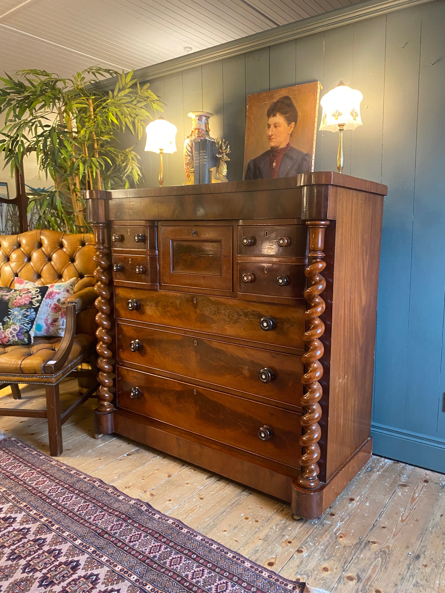 Scottish Flame Mahogany Victorian Chest of Drawers