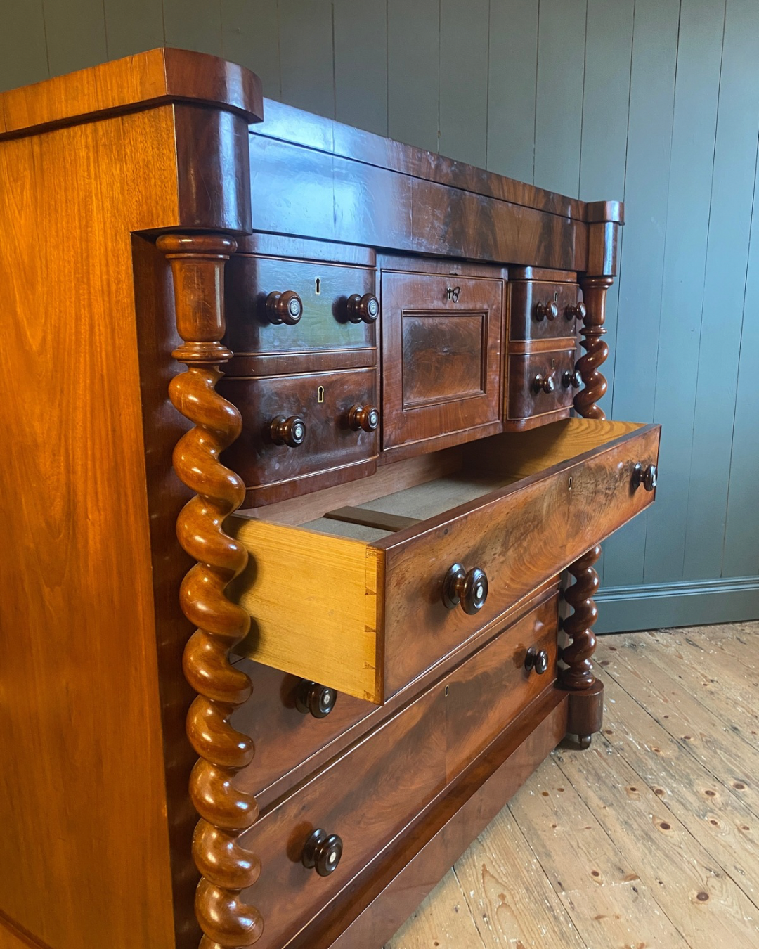 Scottish Flame Mahogany Victorian Chest of Drawers