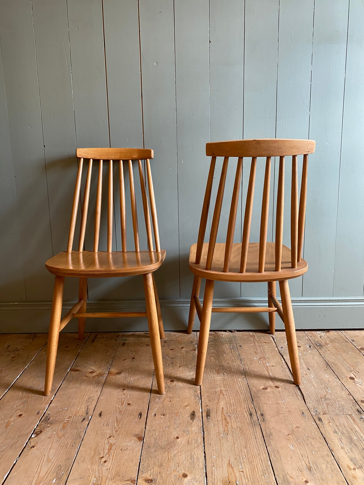 Set Of 4 Vintage Ercol Beech Wood Chairs