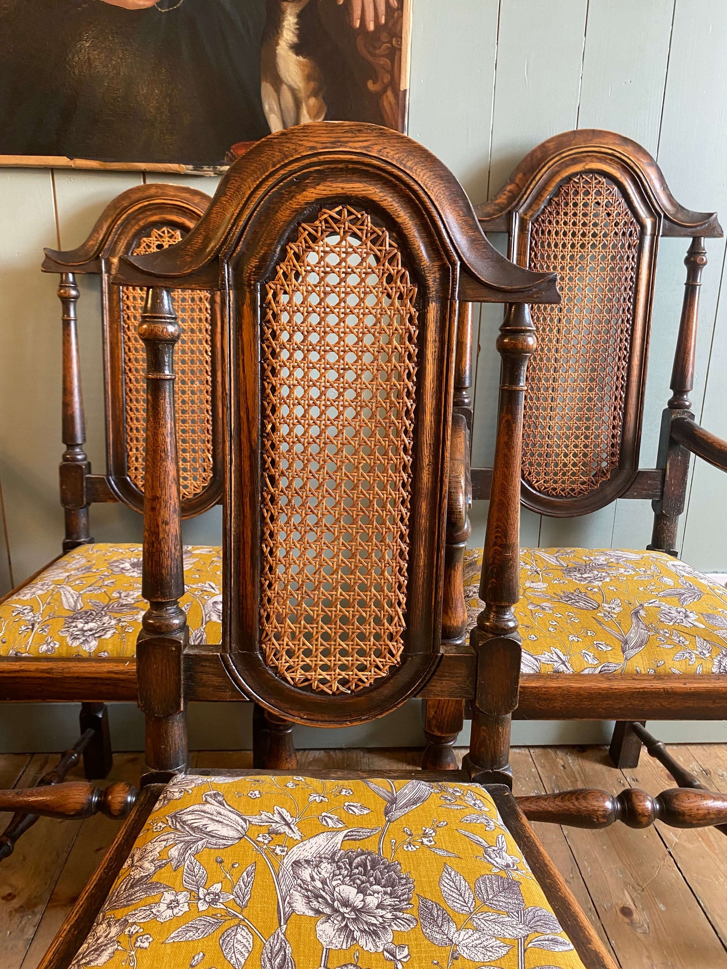 Set of 6 Oak High Back Dining Chairs