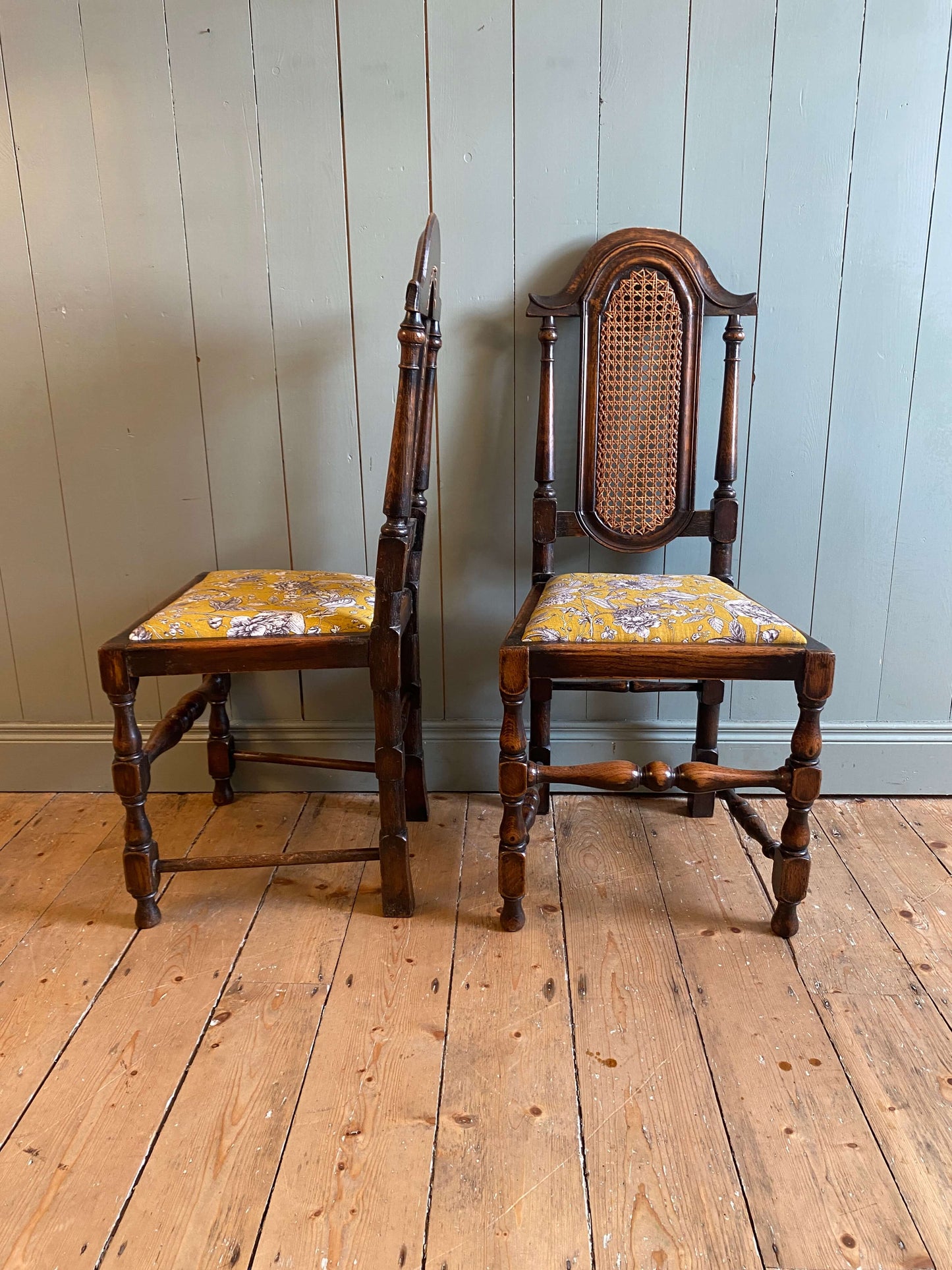 Set of 6 Oak High Back Dining Chairs