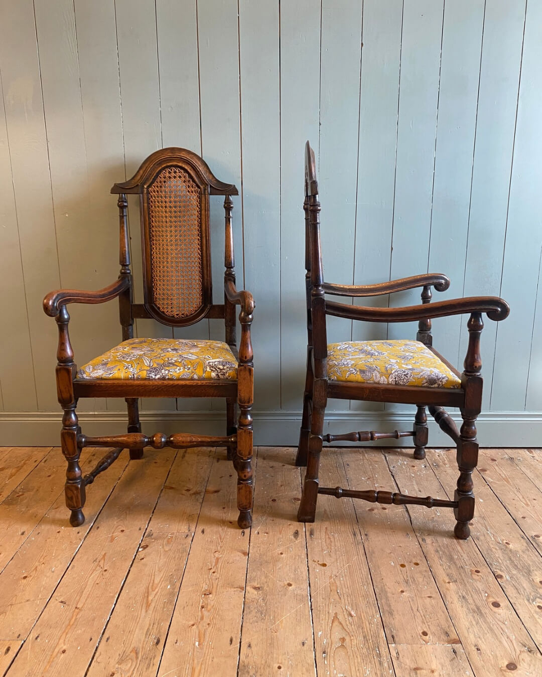 Set of 6 Oak High Back Dining Chairs