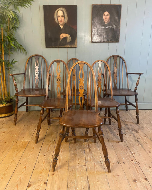 Set Of 6 Windsor Wheel Back Chairs