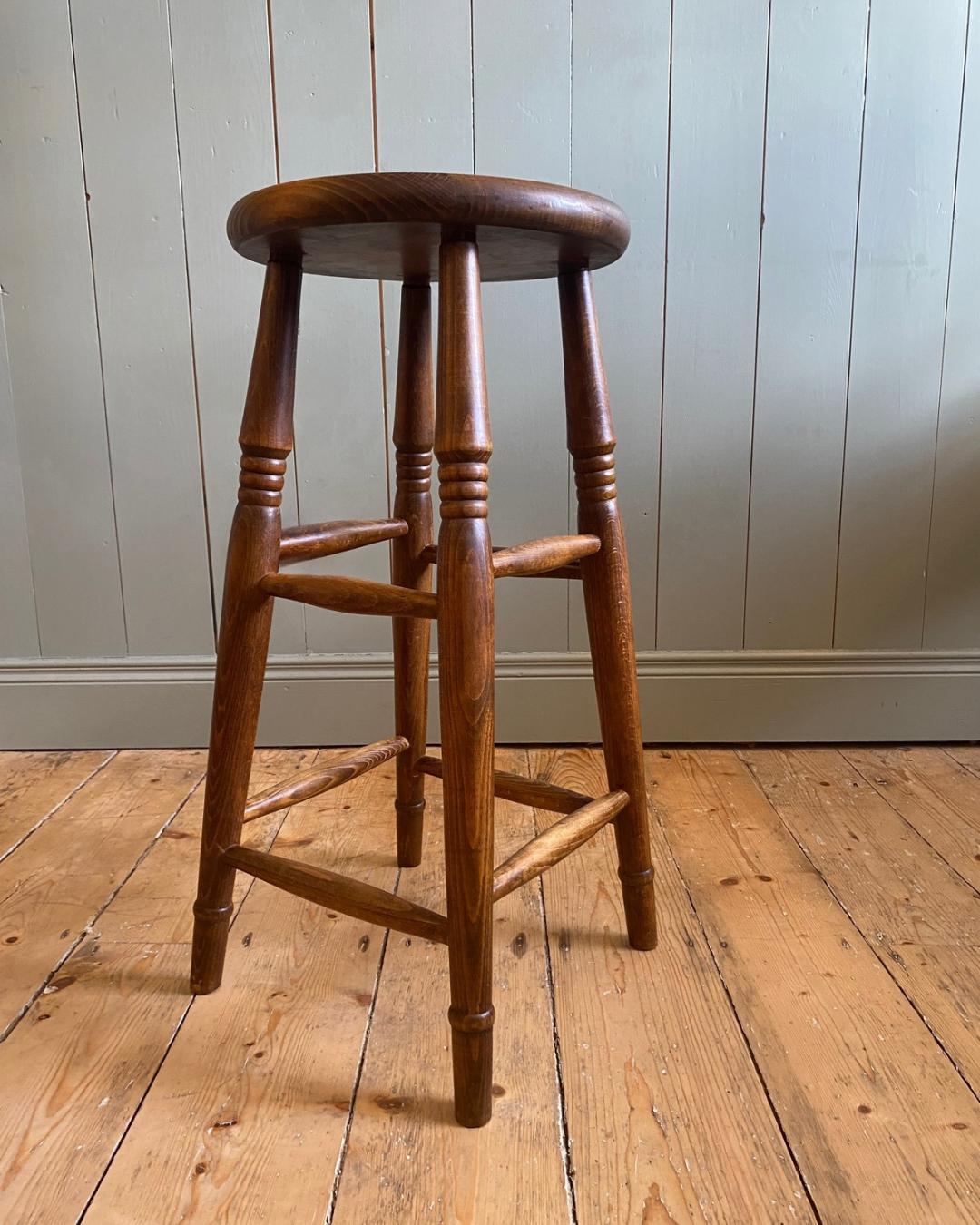 Set Of Four Elm High Stools