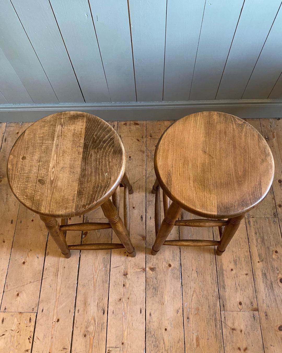 Set Of Four Elm High Stools