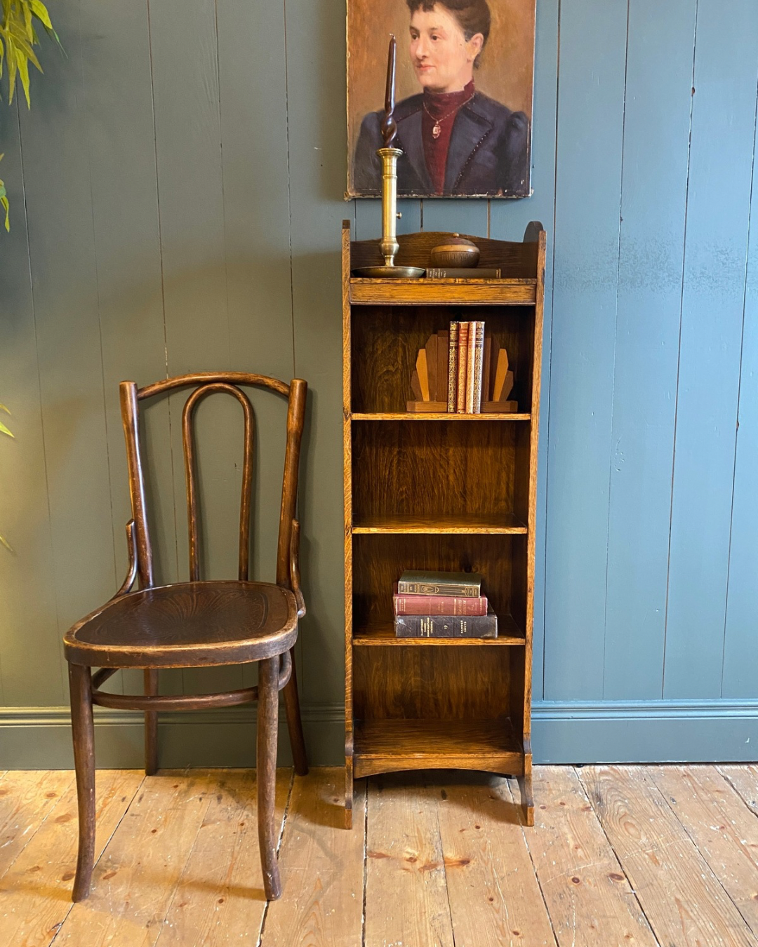 Slim Golden Oak Bookcase