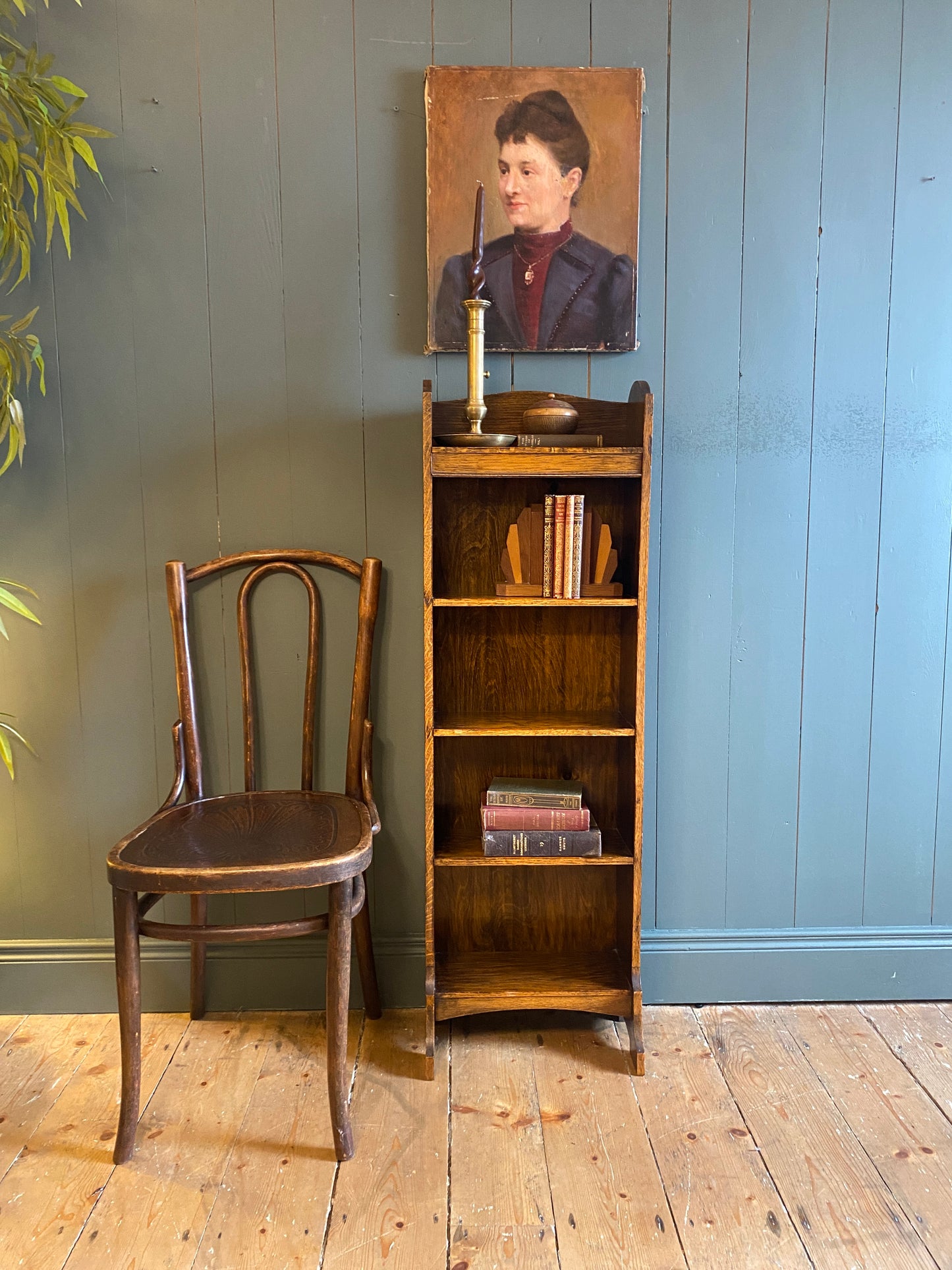 Slim Golden Oak Bookcase