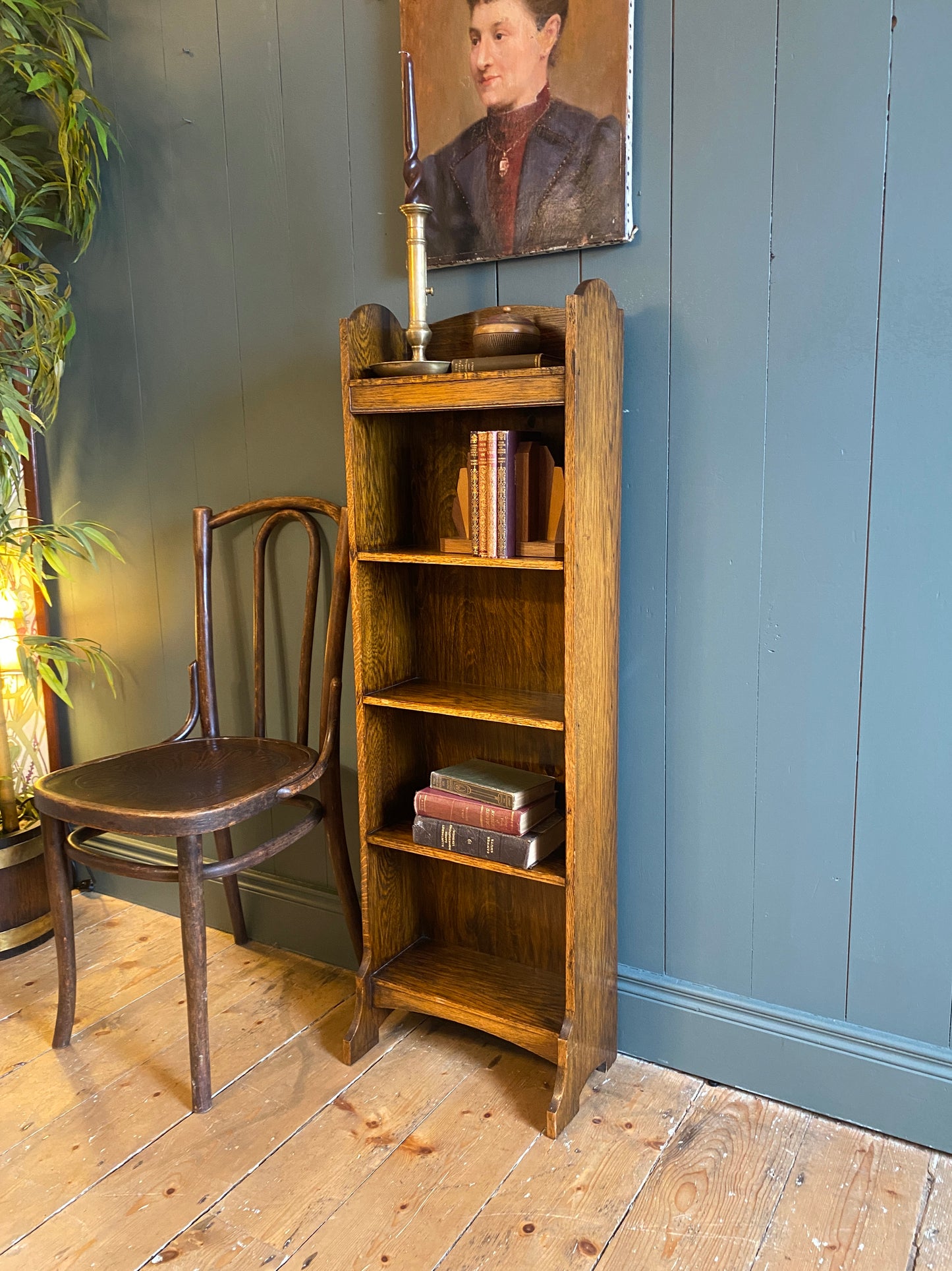 Slim Golden Oak Bookcase