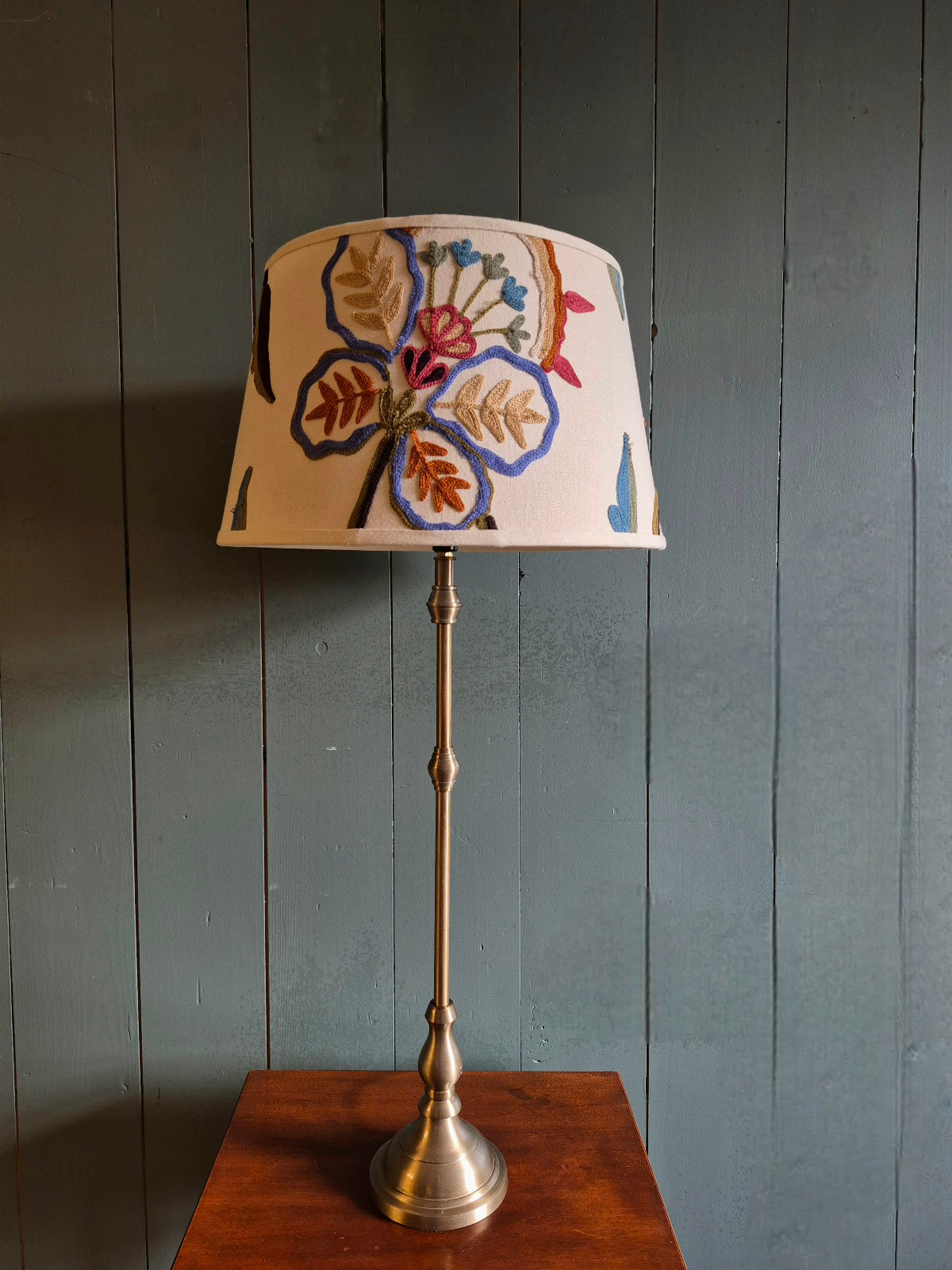 Table Lamp with Crewelwork Shade