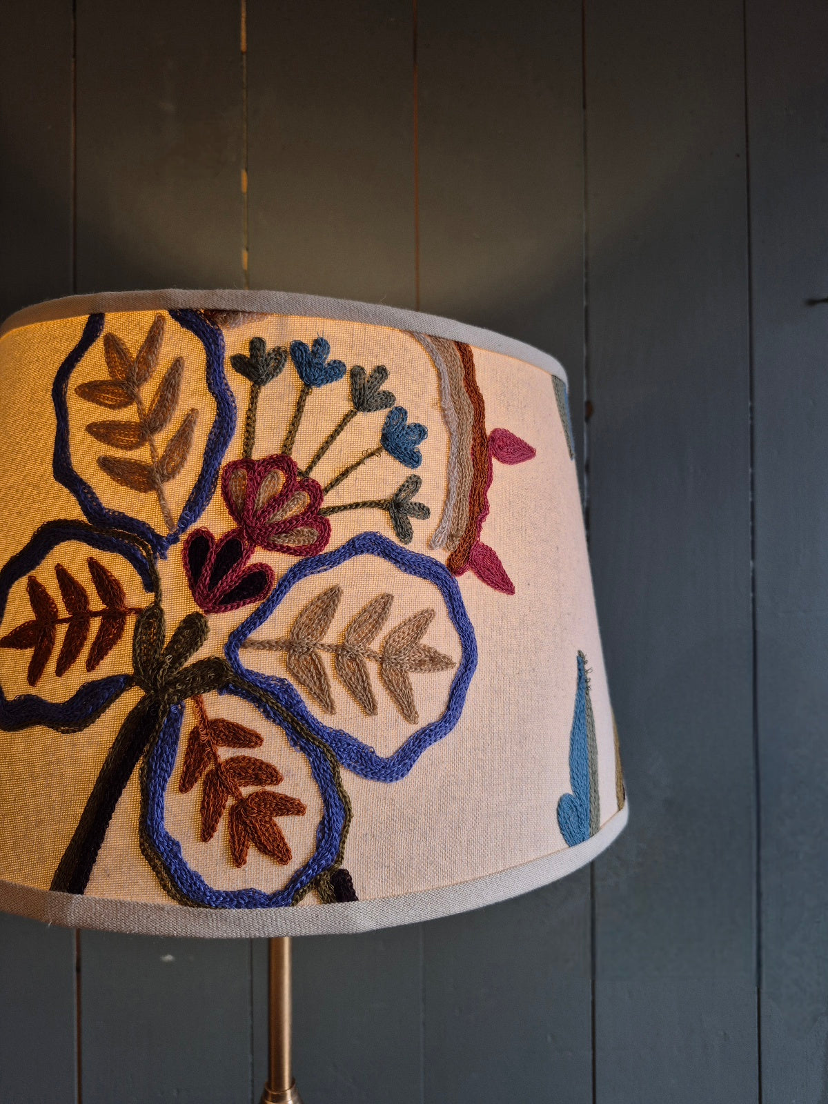 Table Lamp with Crewelwork Shade