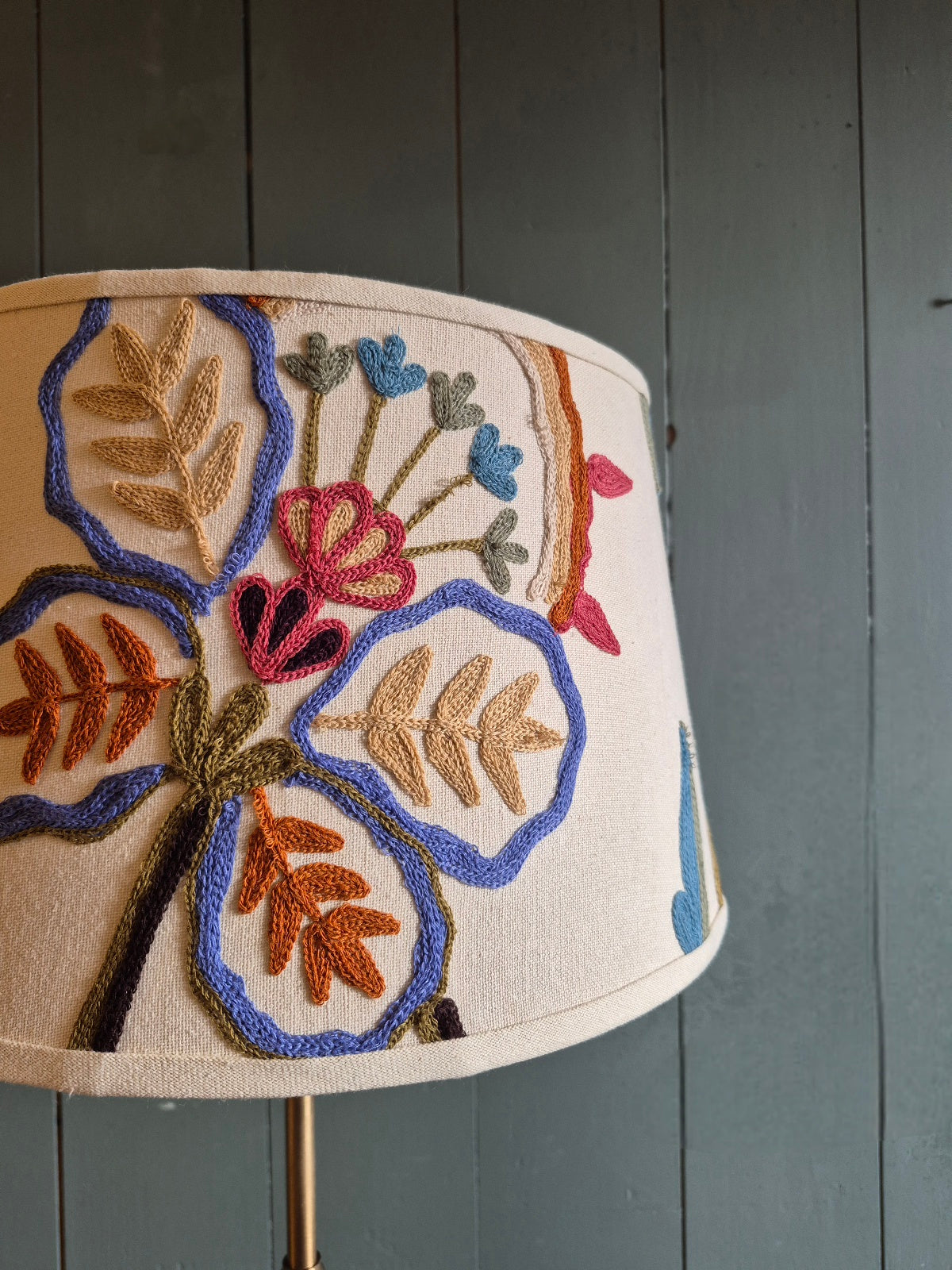 Table Lamp with Crewelwork Shade