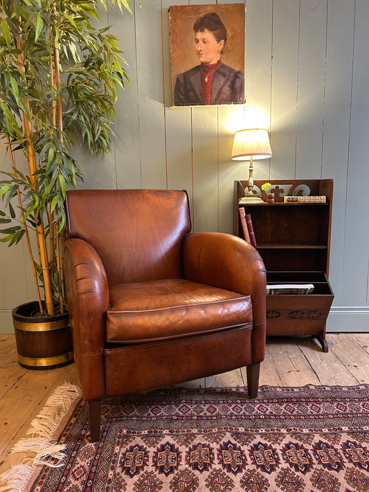 Vintage Tan Leather Club Chair