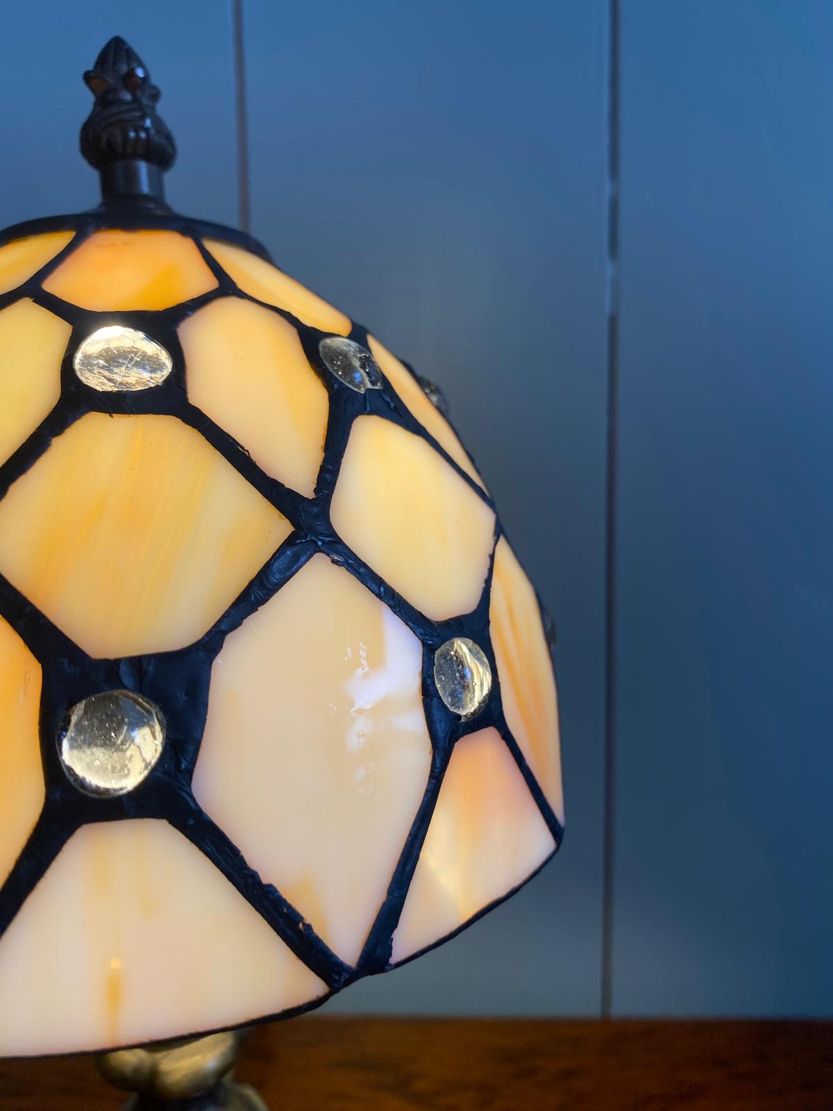 Tiffany Style Lamp with Jewelled Stained Glass Shade