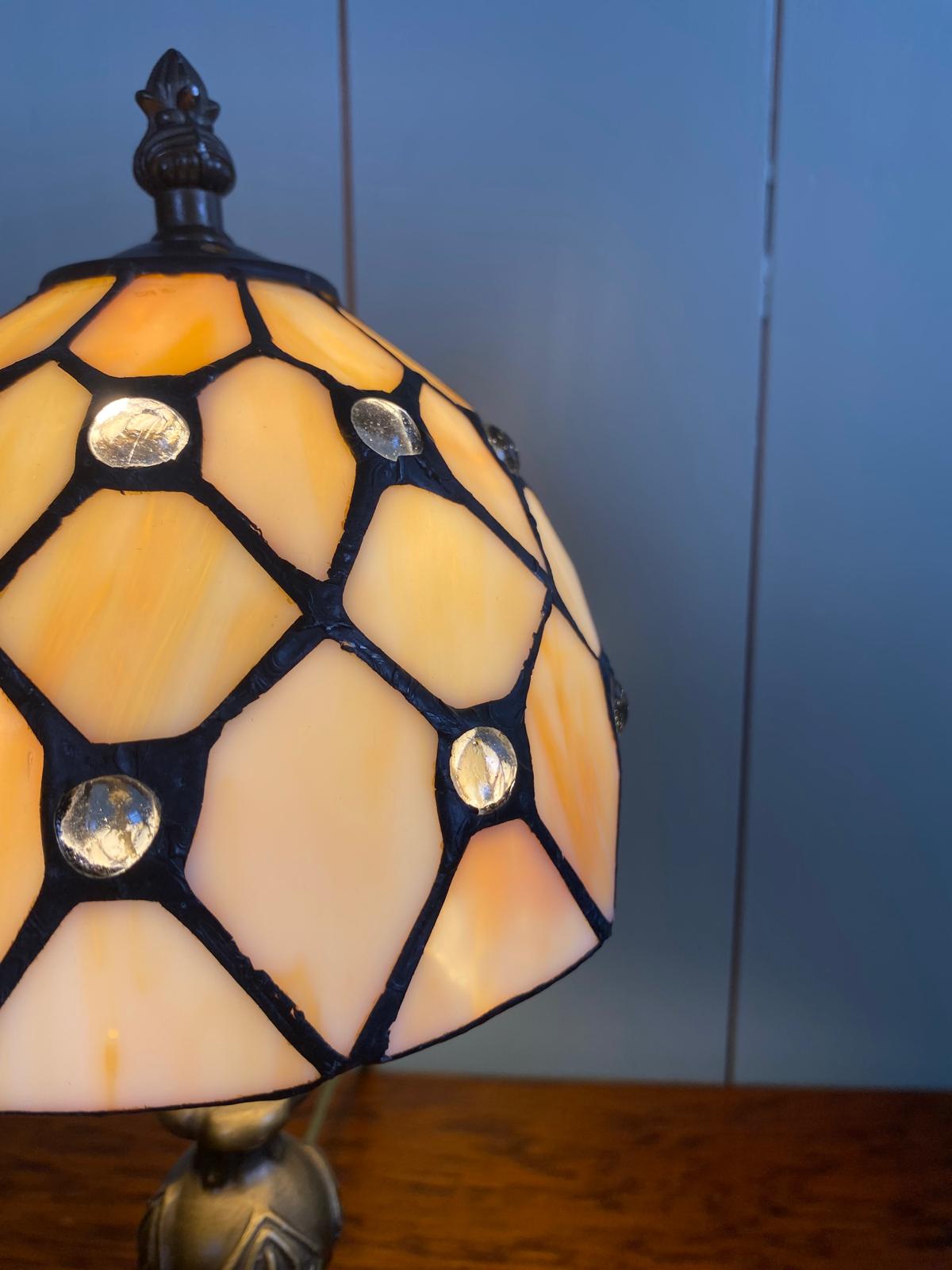 Tiffany Style Lamp with Jewelled Stained Glass Shade