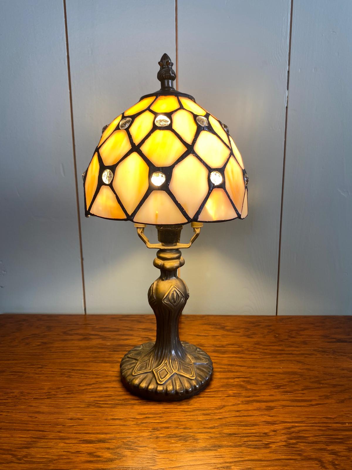 Tiffany Style Lamp with Jewelled Stained Glass Shade