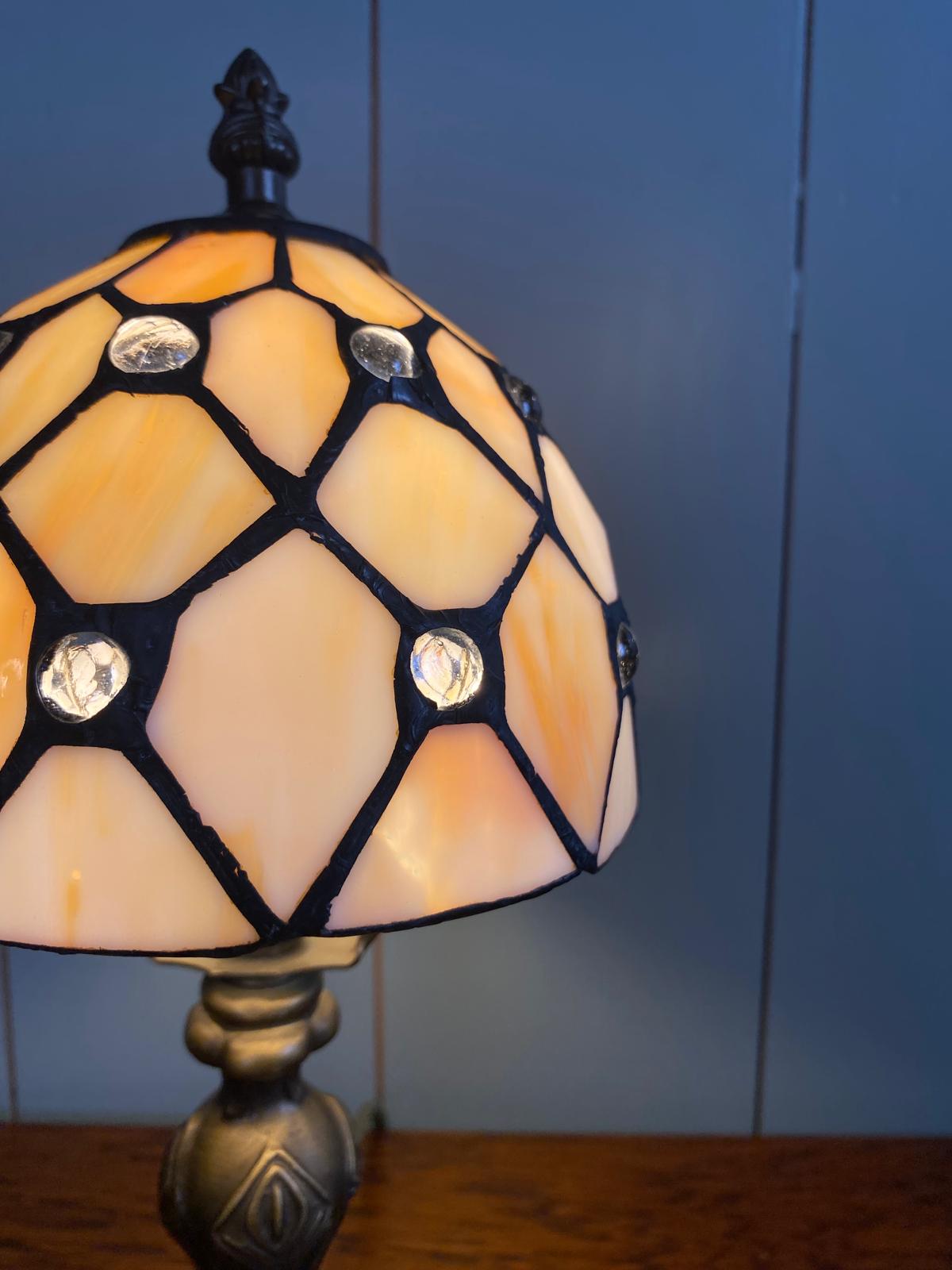 Tiffany Style Lamp with Jewelled Stained Glass Shade