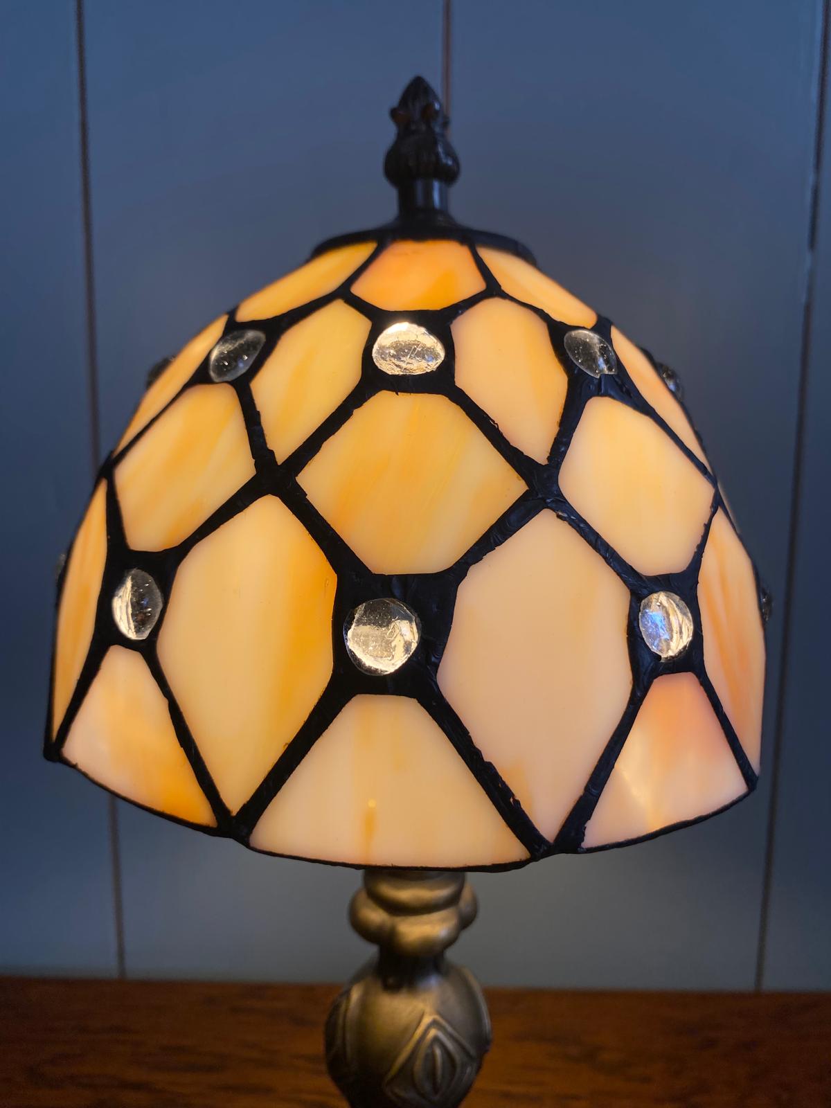 Tiffany Style Lamp with Jewelled Stained Glass Shade