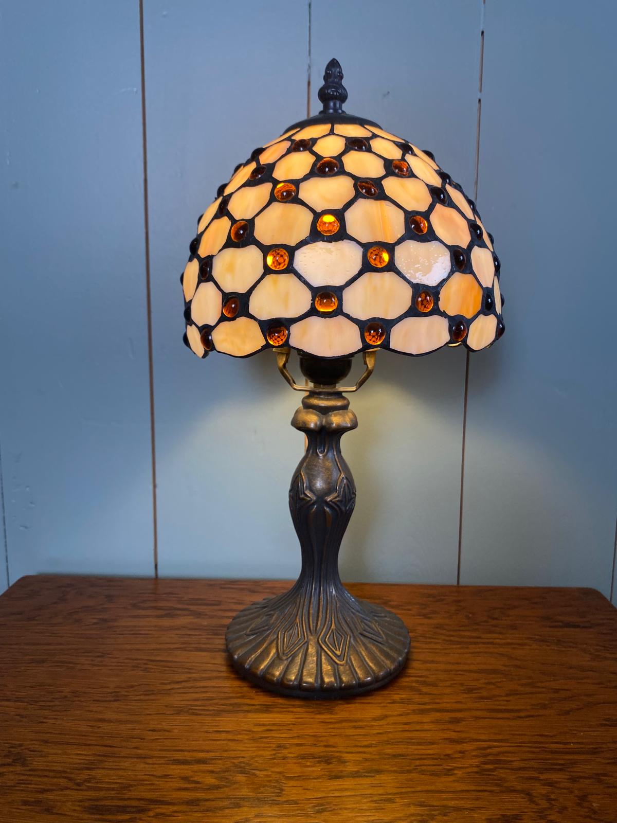 Tiffany Style Lamp with Jewelled Stained Glass Shade