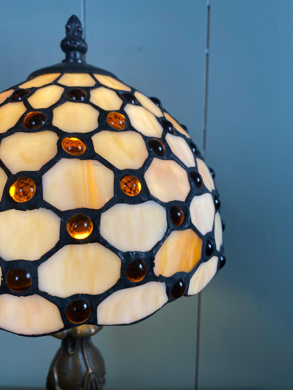Tiffany Style Lamp with Jewelled Stained Glass Shade
