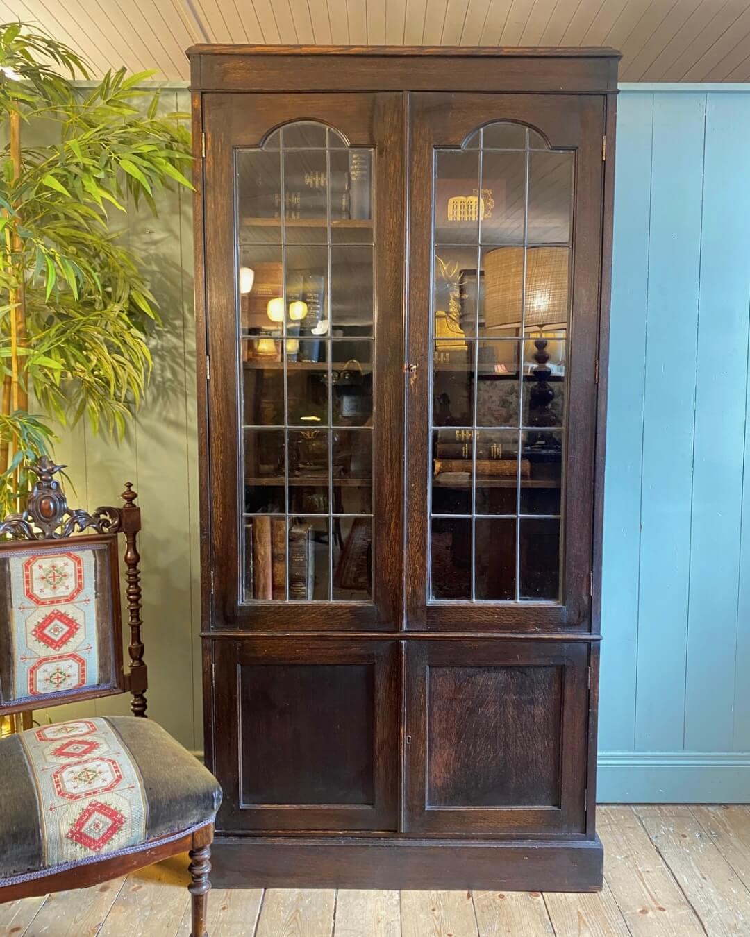 1920s Oak Glazed Bookcase