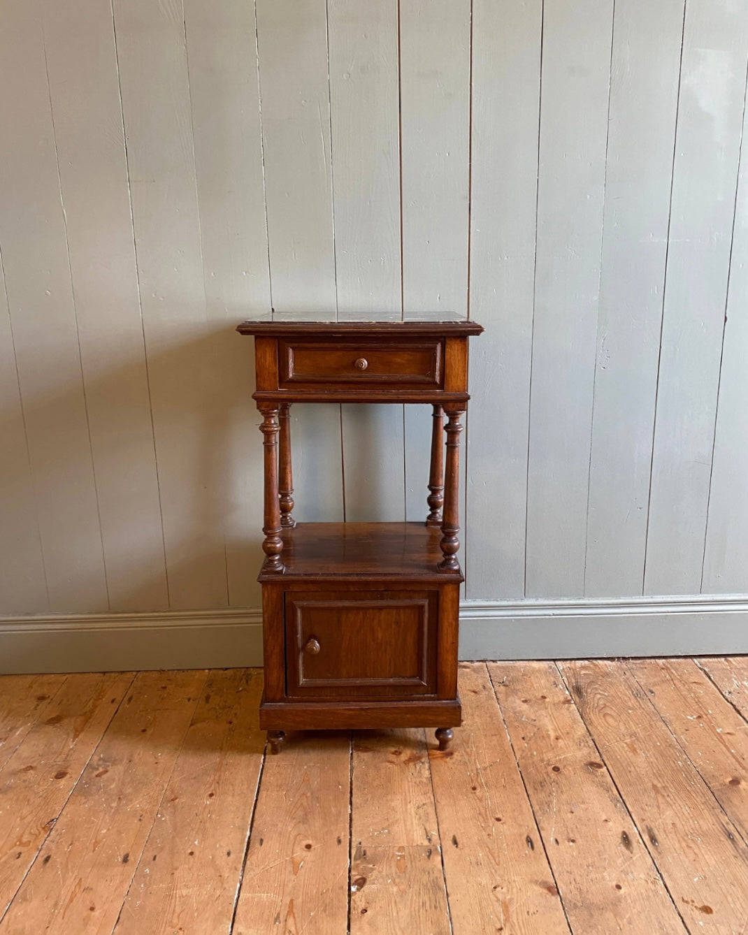 Early 1900s French Provincial Walnut Nightstand