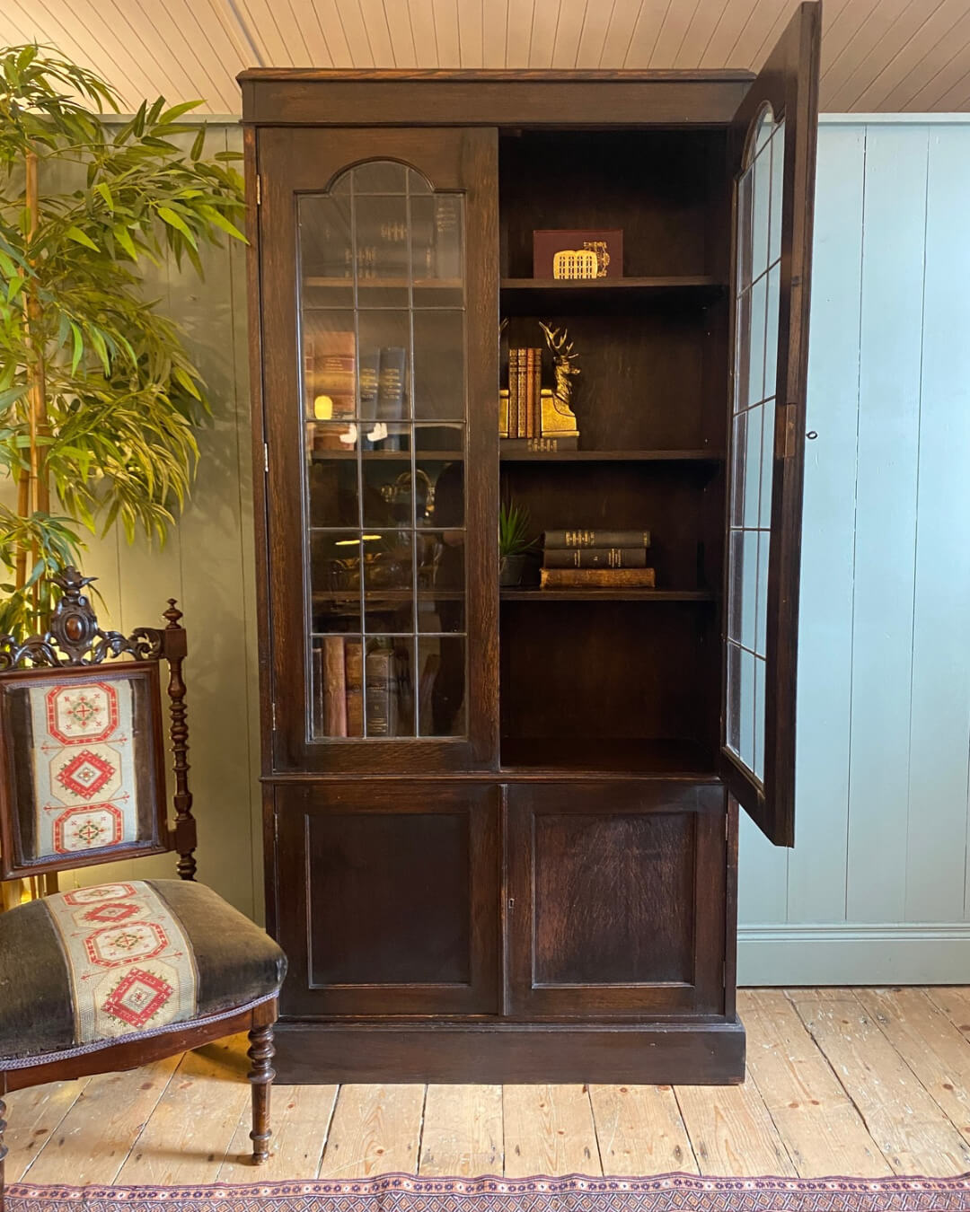 1920s Oak Glazed Bookcase