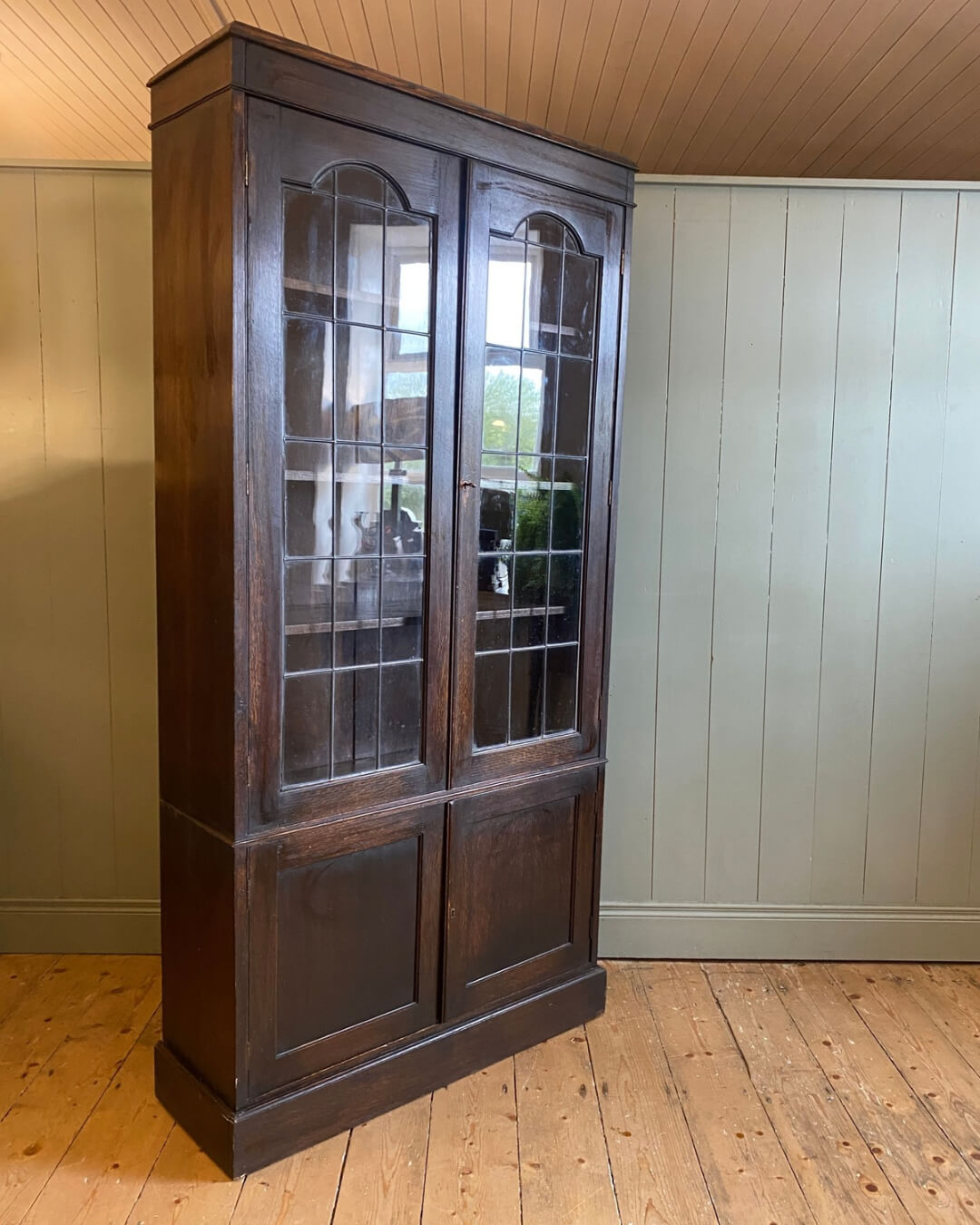 1920s Oak Glazed Bookcase