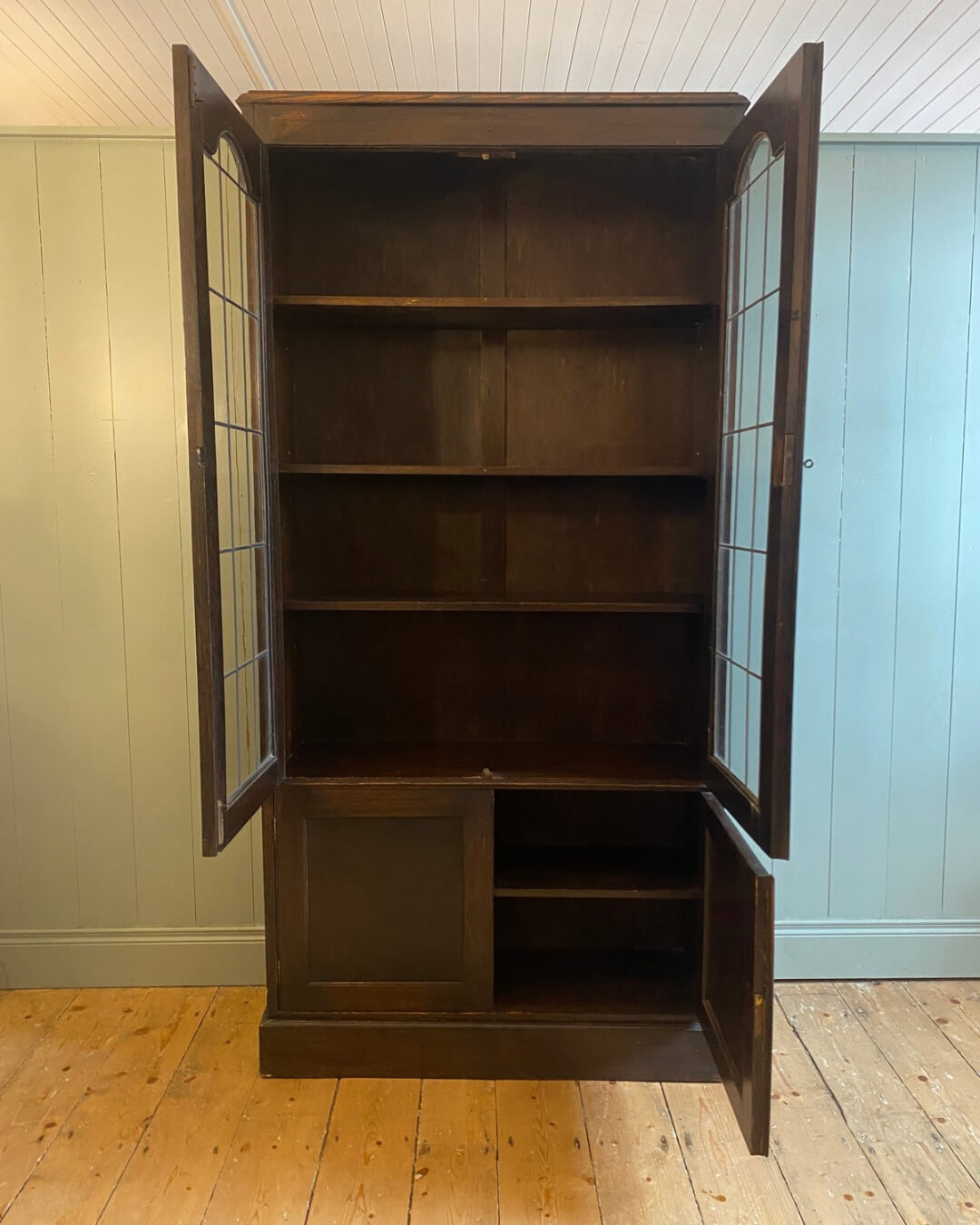 1920s Oak Glazed Bookcase