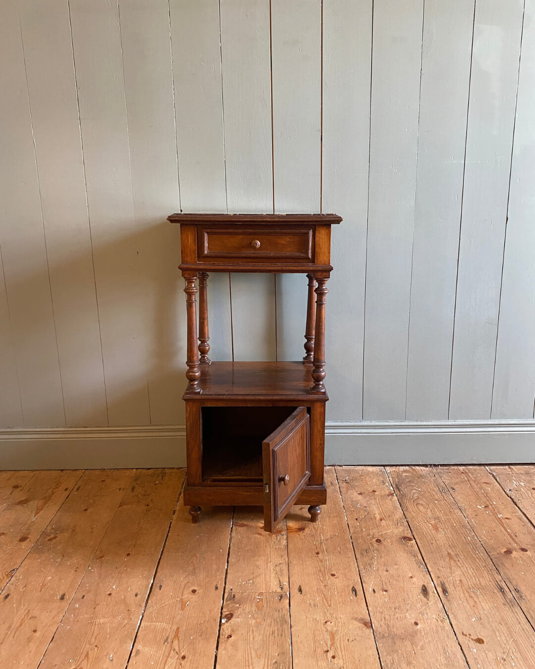 Early 1900s French Provincial Walnut Nightstand