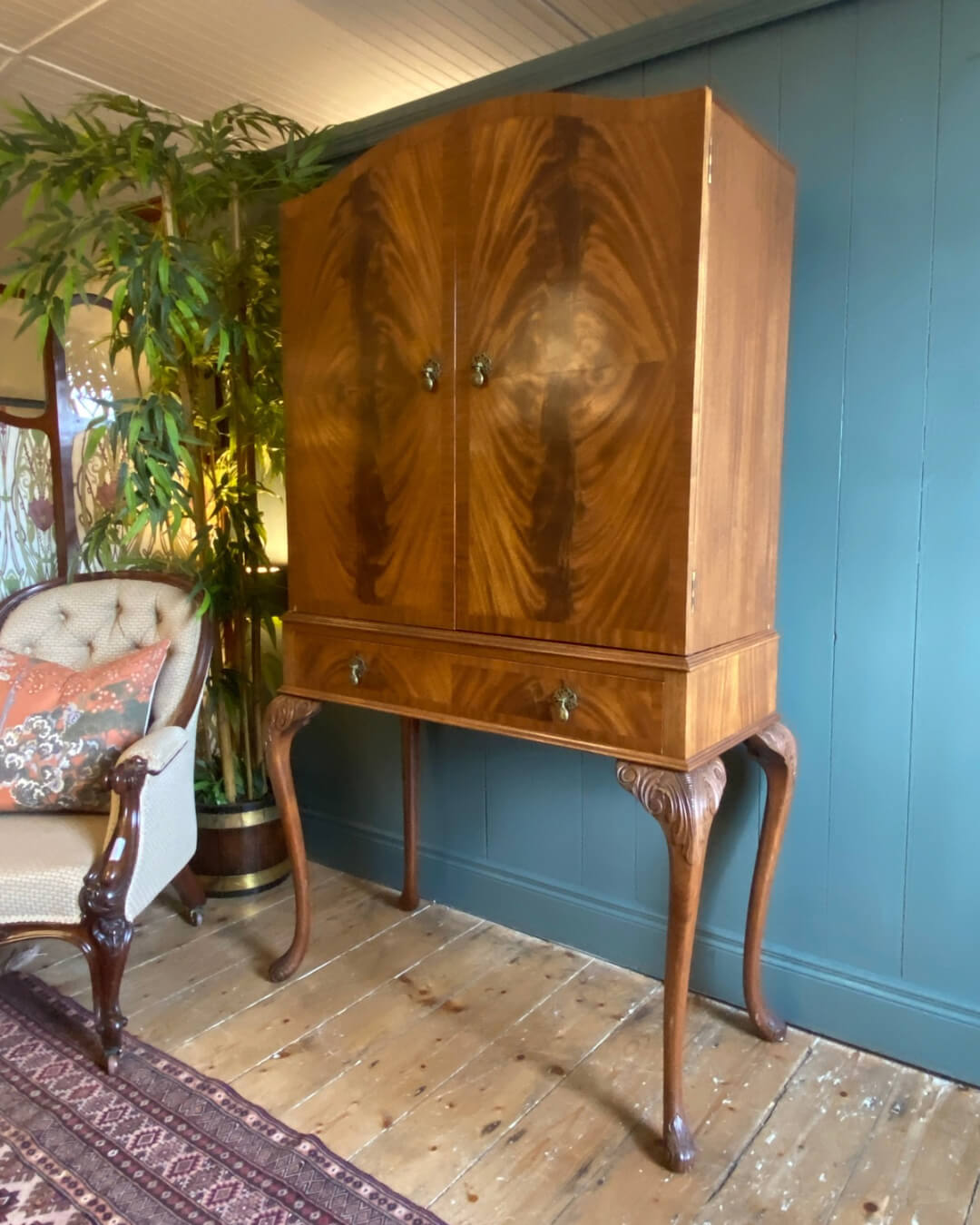 1930s Queen Anne Style Cocktail Cabinet