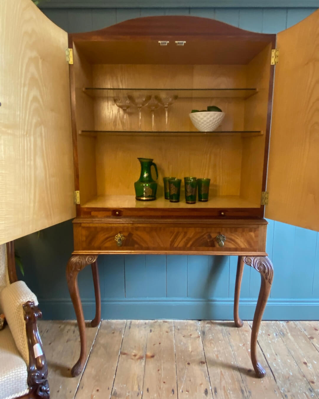 1930s Queen Anne Style Cocktail Cabinet