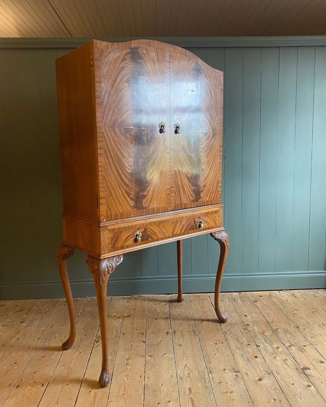1930s Queen Anne Style Cocktail Cabinet
