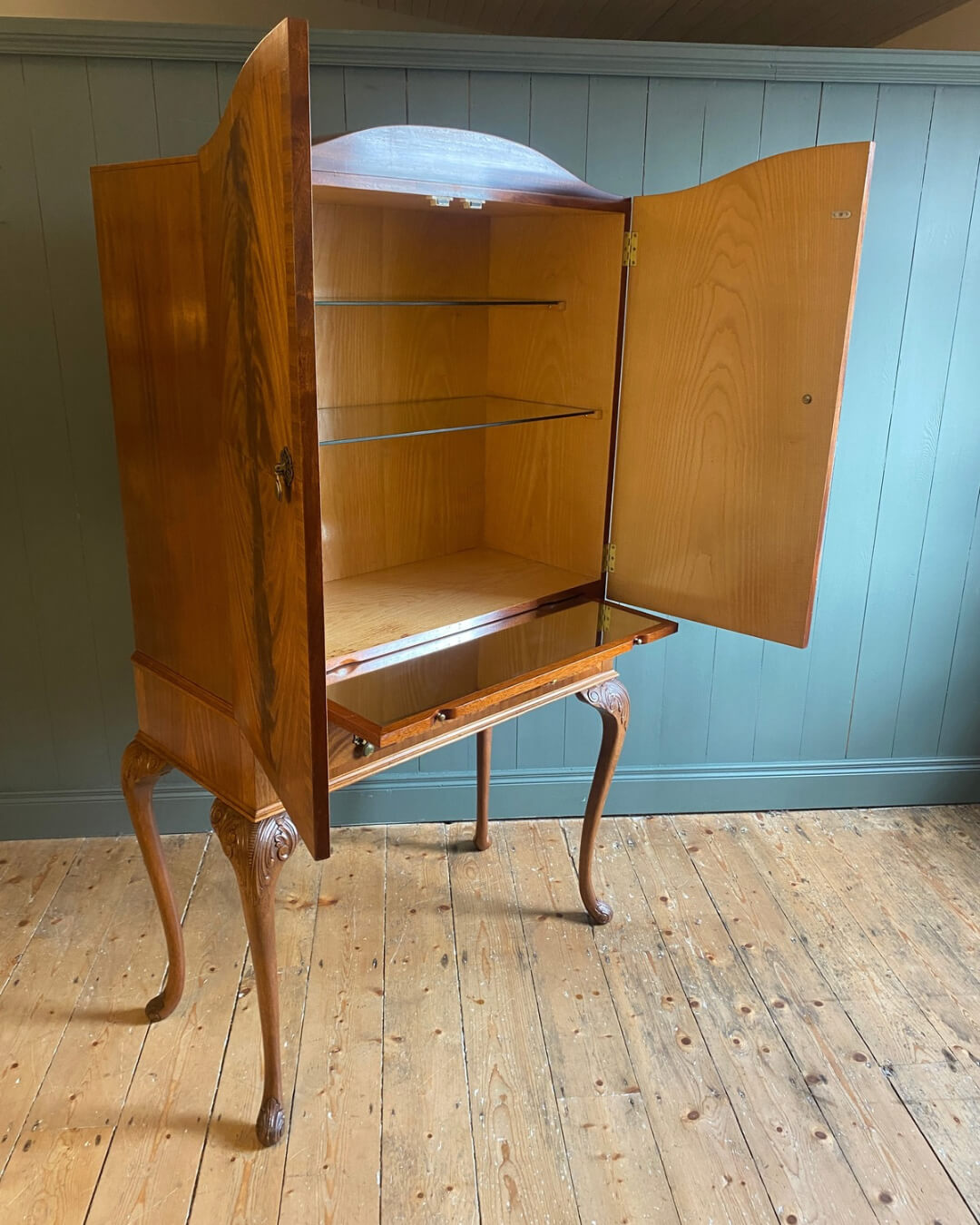 1930s Queen Anne Style Cocktail Cabinet