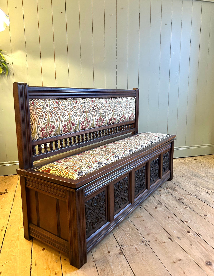 Upholstered Arts & Crafts Storage/Hall Bench
