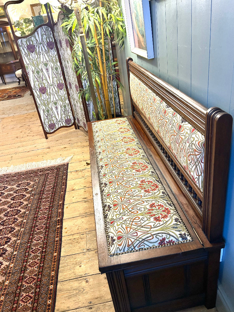 Upholstered Arts & Crafts Storage/Hall Bench