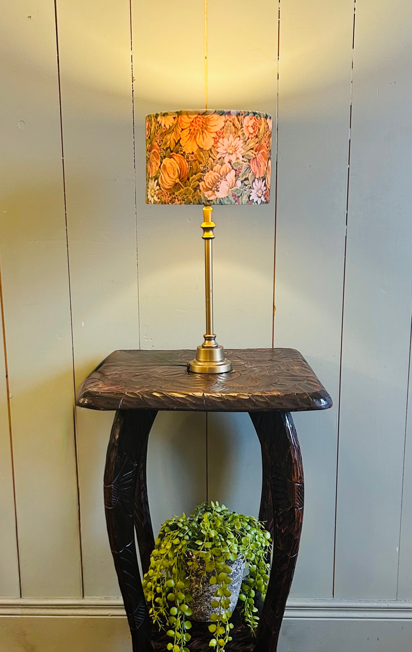 Velvet Floral Shade Table Lamp