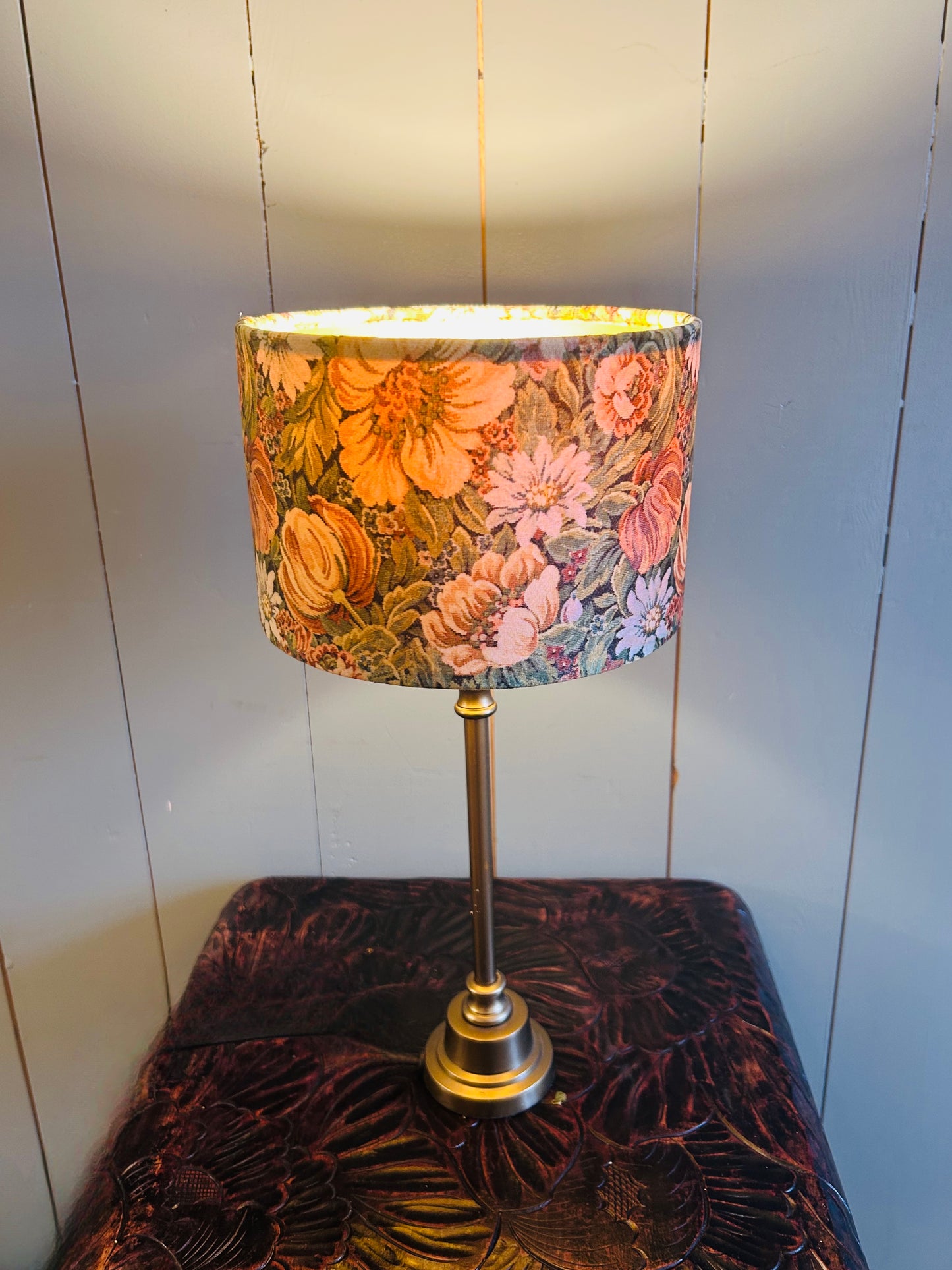 Velvet Floral Shade Table Lamp