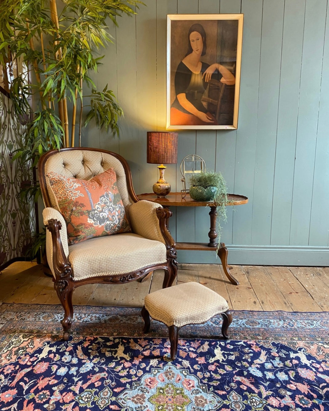 Victorian Armchair and Footstool