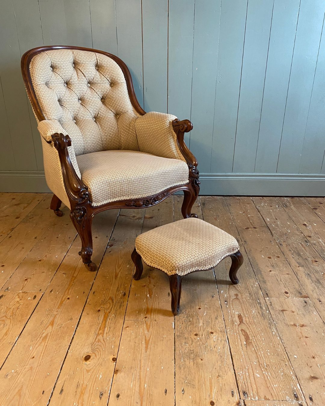 Victorian Armchair and Footstool