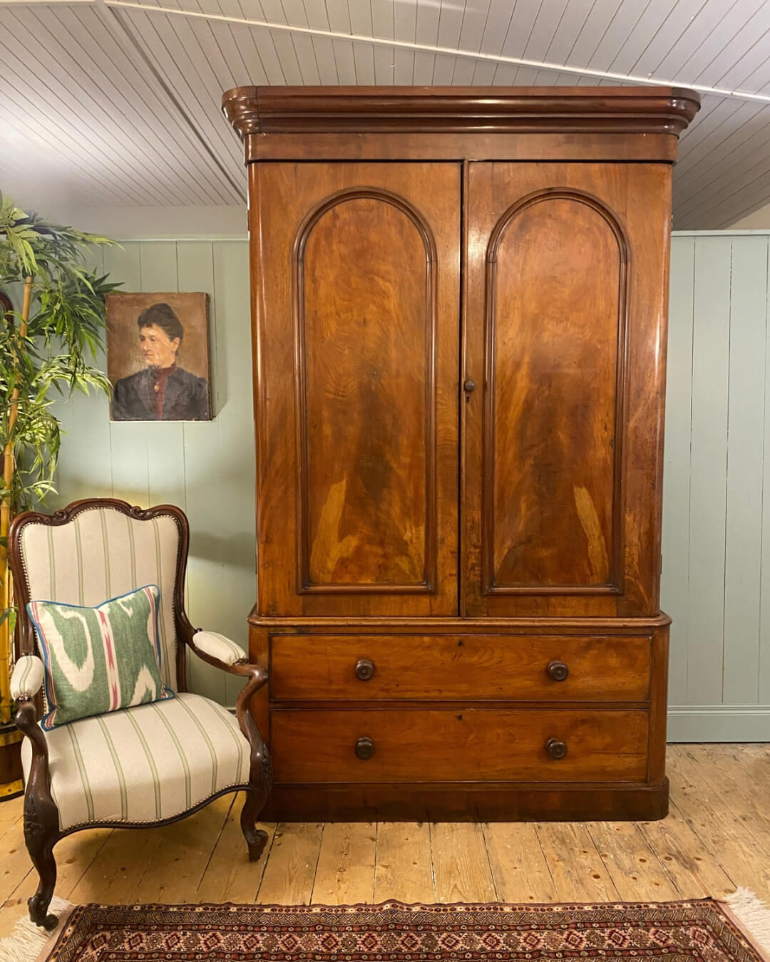 Victorian Flame Mahogany Linen Press