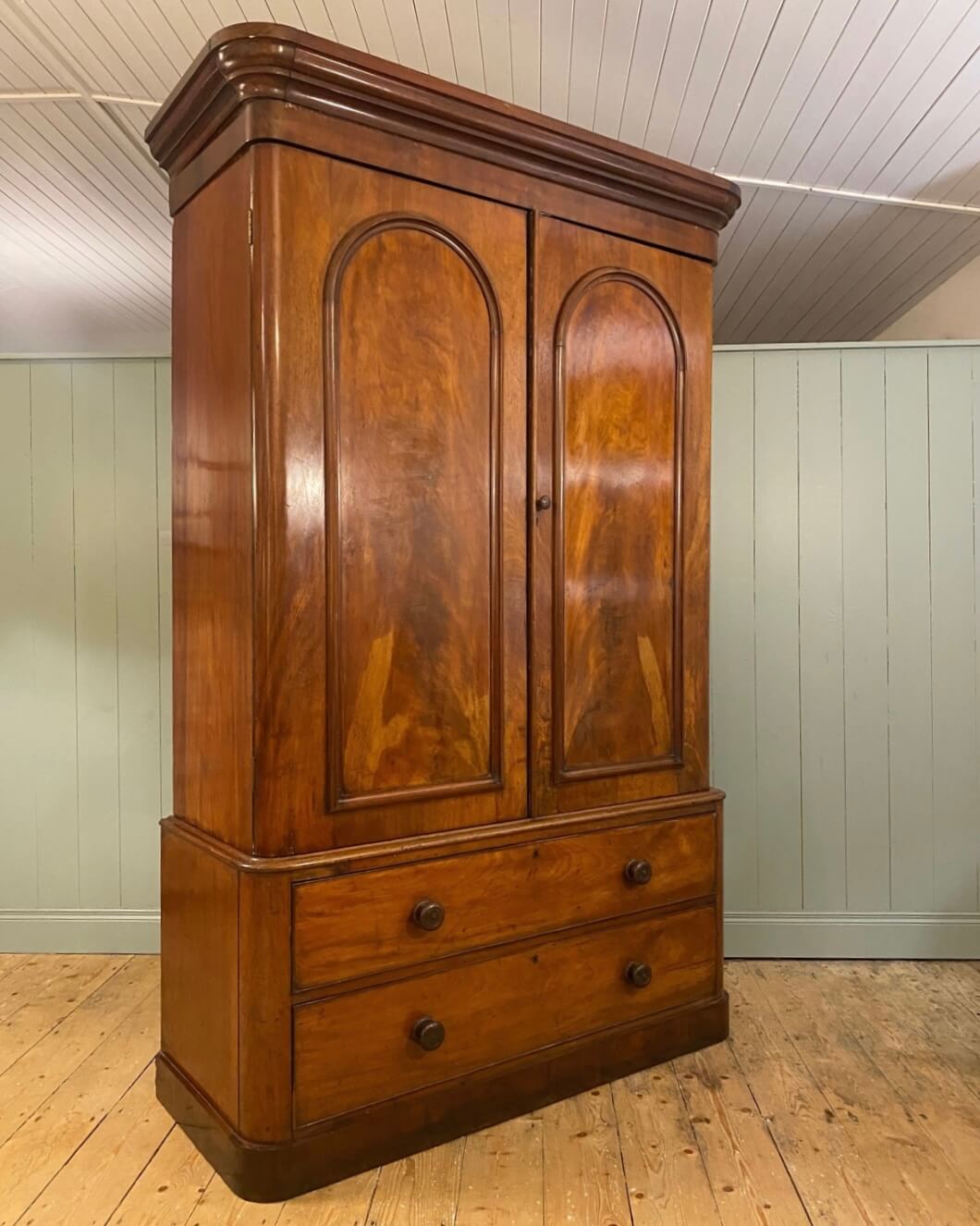 Victorian Flame Mahogany Linen Press
