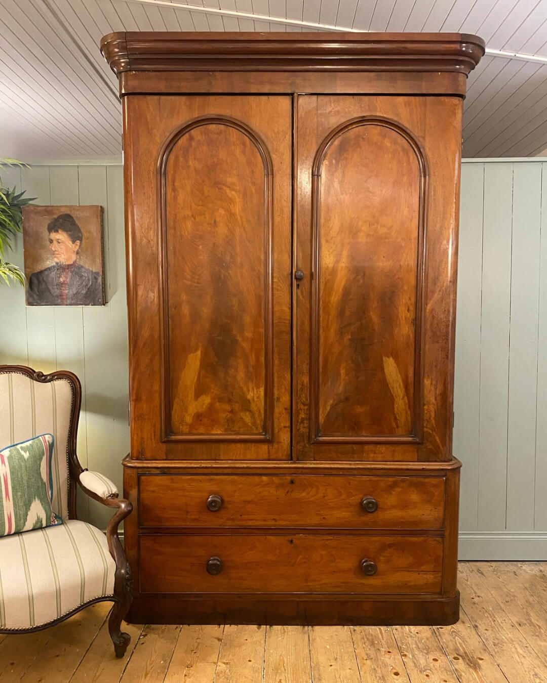 Victorian Flame Mahogany Linen Press
