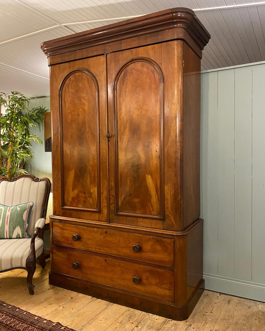 Victorian Flame Mahogany Linen Press