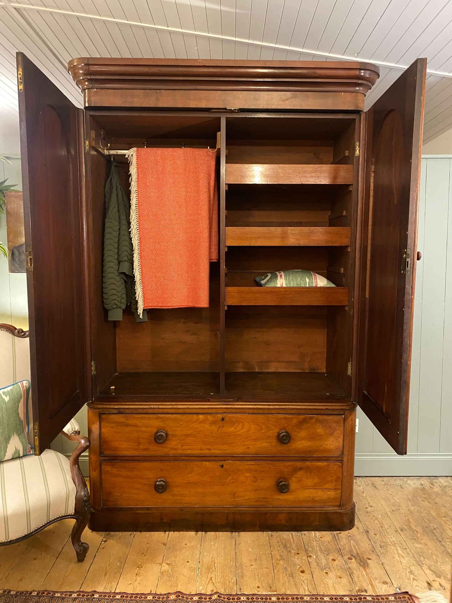 Victorian Flame Mahogany Linen Press