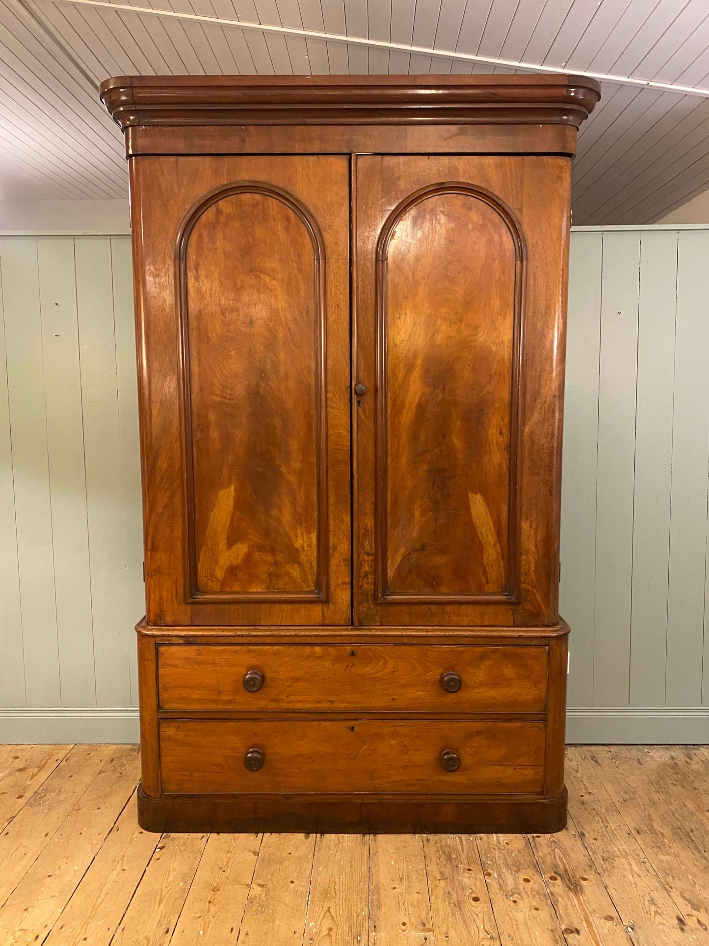 Victorian Flame Mahogany Linen Press